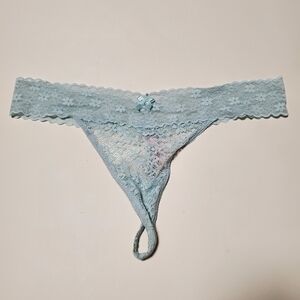 La Vie En Rose Light Blue Lace Thong